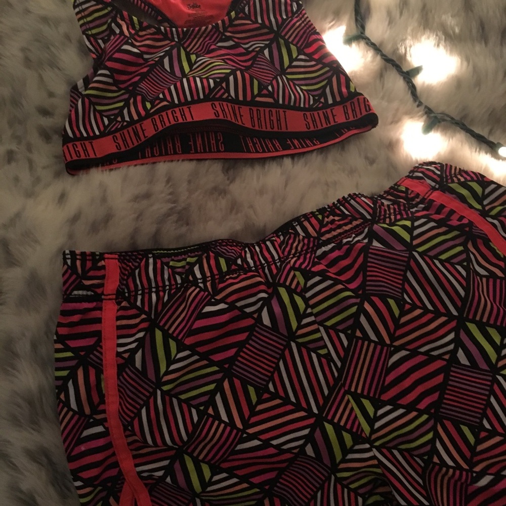 Multi Color Sports Bra and Sport Shorts